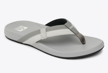 Load image into Gallery viewer, Gray sandal with a brand logo on a white background