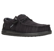 Load image into Gallery viewer, Black knit loafer shoe on a white background