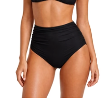 Load image into Gallery viewer, Person wearing a black high-waisted bikini bottom.
