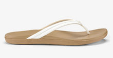 Load image into Gallery viewer, white strap flip flop with a  baige sole on white back ground
