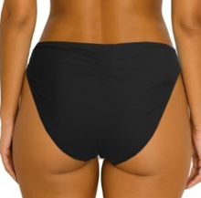 Load image into Gallery viewer, Black bikini bottom on a person with a neutral background
